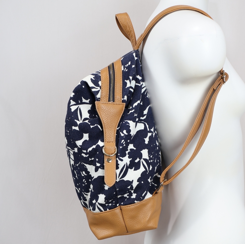 A New Day Navy and Tan Floral Backpack - LIKE NEW